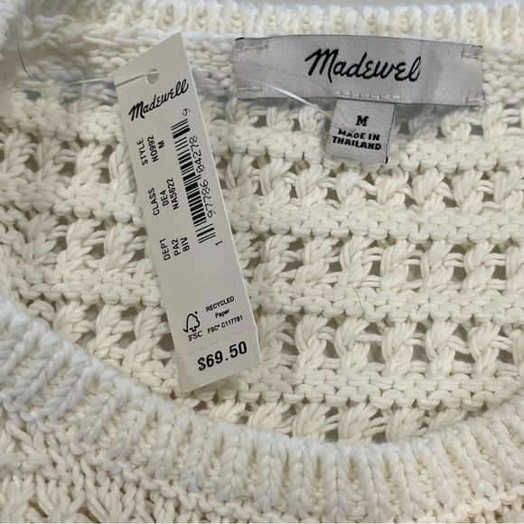 NWT Madewell Cream Crocheted Lightweight Cotton Sweater Tank Medium - Picture 7 of 12